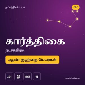 கார்த்திகை நட்சத்திரம் ஆண் குழந்தை பெயர்கள் ( அ, இ, ஊ, ஏ ) PDF