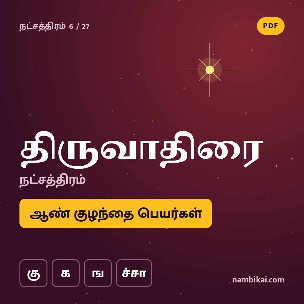திருவதிராய் நட்சத்திரம் ஆண் குழந்தை பெயர்கள் (கு, க, ங, ச்சா) PDF