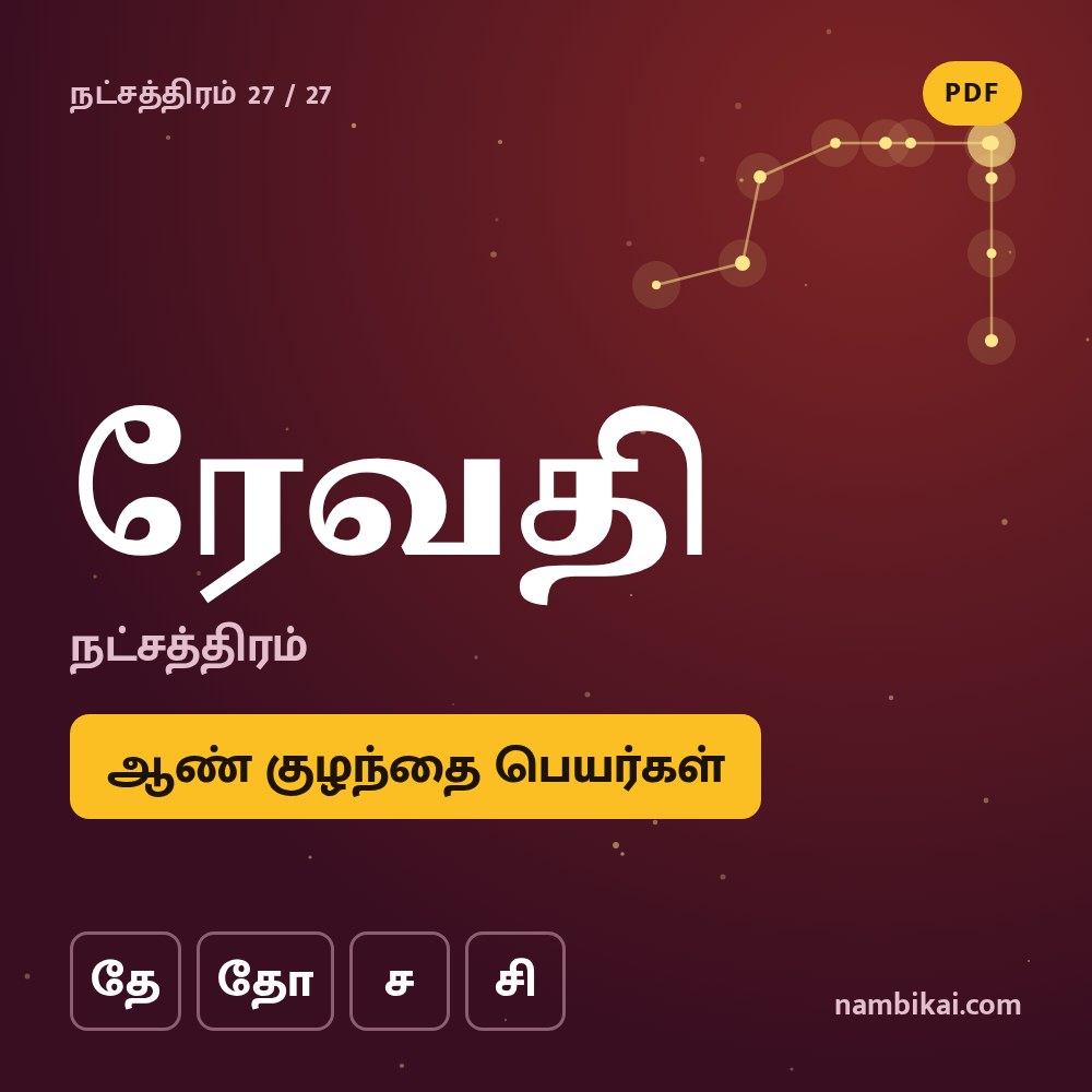ரேவதி நட்சத்திரம் ஆண் குழந்தை பெயர்கள் ( தே, தோ, ச, சி ) PDF