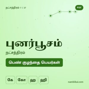 புனர்பூசம் நட்சத்திரம் பெண் குழந்தை பெயர்கள் ( கே, கோ, ஹ, ஹி ) PDF