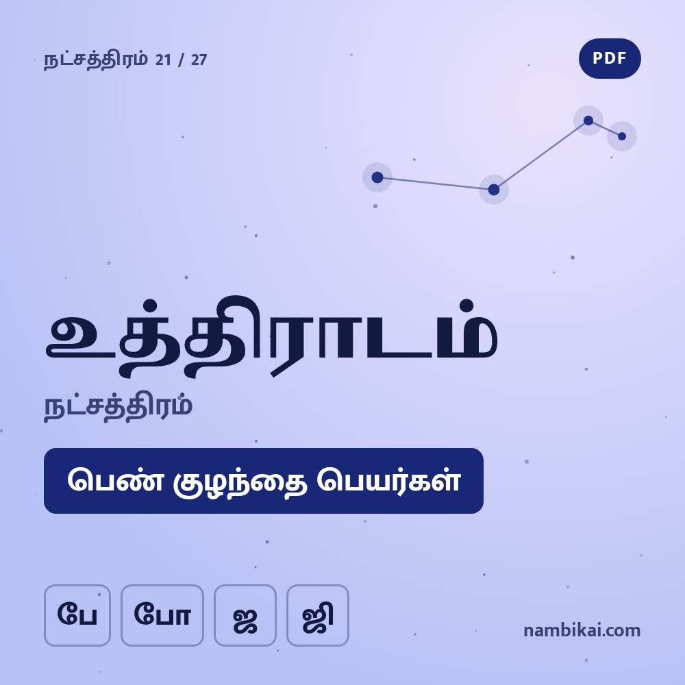 உத்திராடம் நட்சத்திரம் பெண் குழந்தை பெயர்கள் ( பே, போ, ஜ, ஜி ) PDF