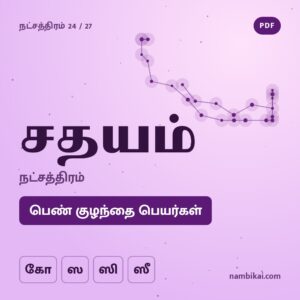 சதயம் நட்சத்திரம் பெண் குழந்தை பெயர்கள் ( கோ, ஸ, ஸி, ஸீ ) PDF
