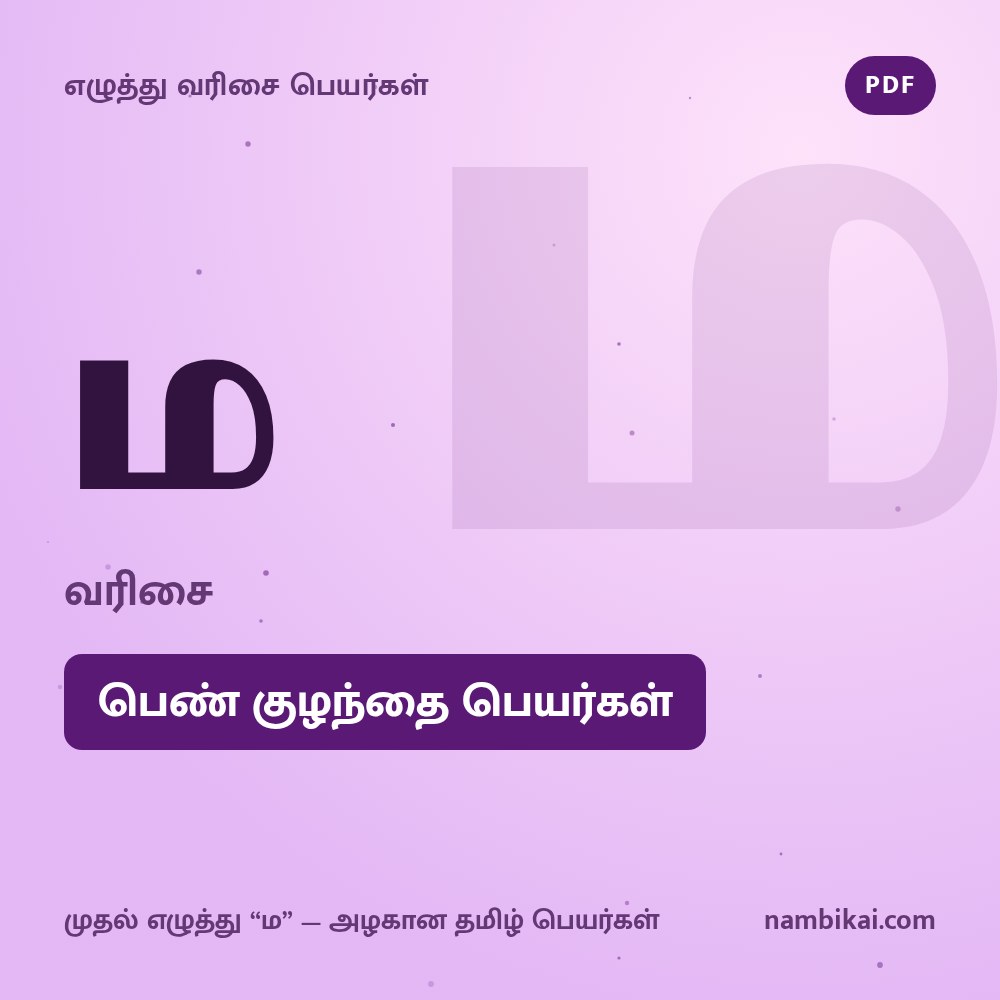 ம வரிசை பெண் குழந்தை பெயர்கள் PDF